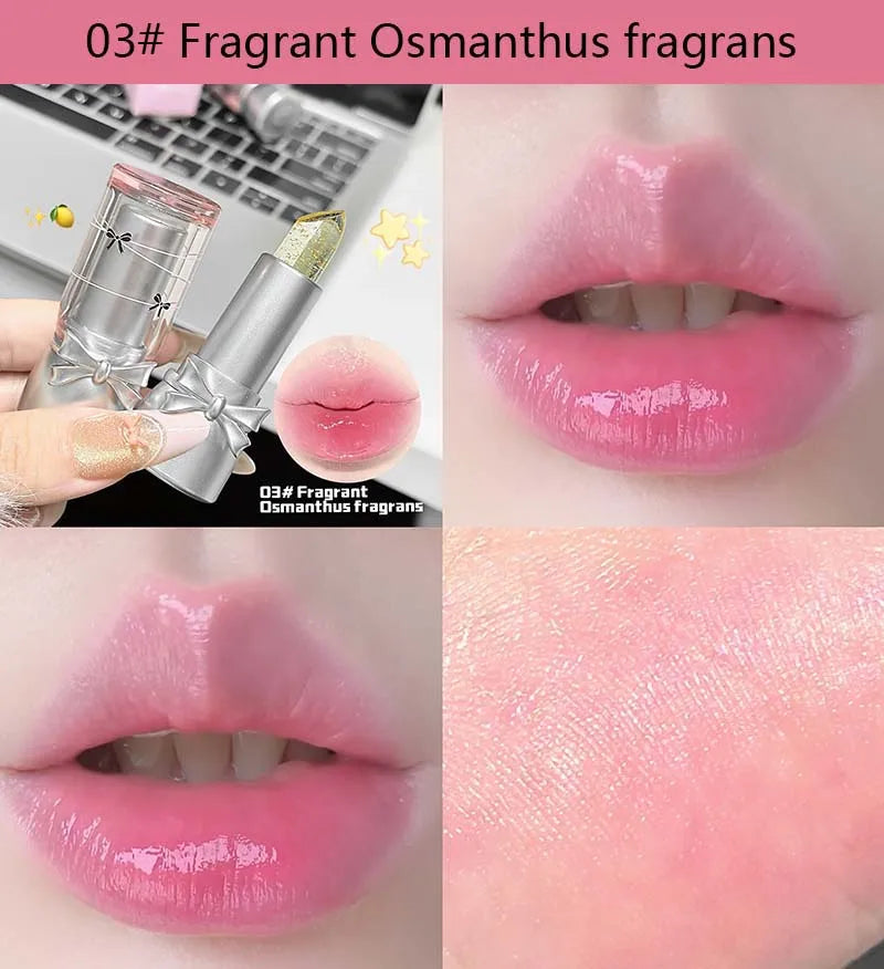 Cappuvini Sweet and Cool Bow Thermochromic Lipstick is a moisturizing and hydrating lip balm that reduces lip lines and changes