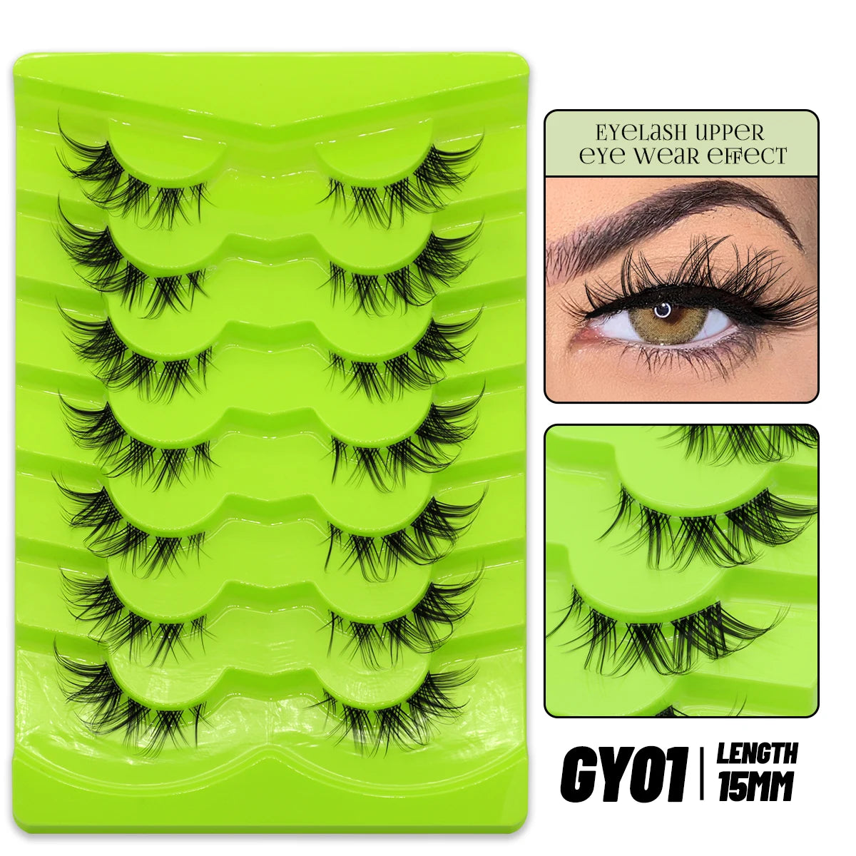 GROINNEYA Cat Eye Lashes Natural long Manga Lashes Faux Mink Eyelashes Winged End Eye Elongated Eyelashes Fake Lashes Soft