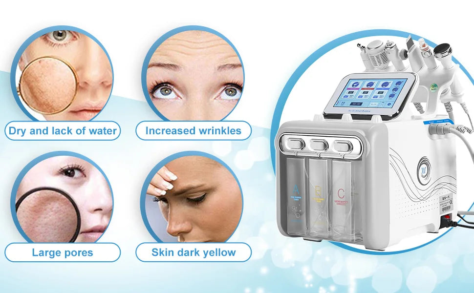 6 in1 Hydro Water Oxygen Jet Peel Machine Oxy Spray Facial Machine Cleaning RF Lifting Dermabrasion Skin Care Beauty Device Spa