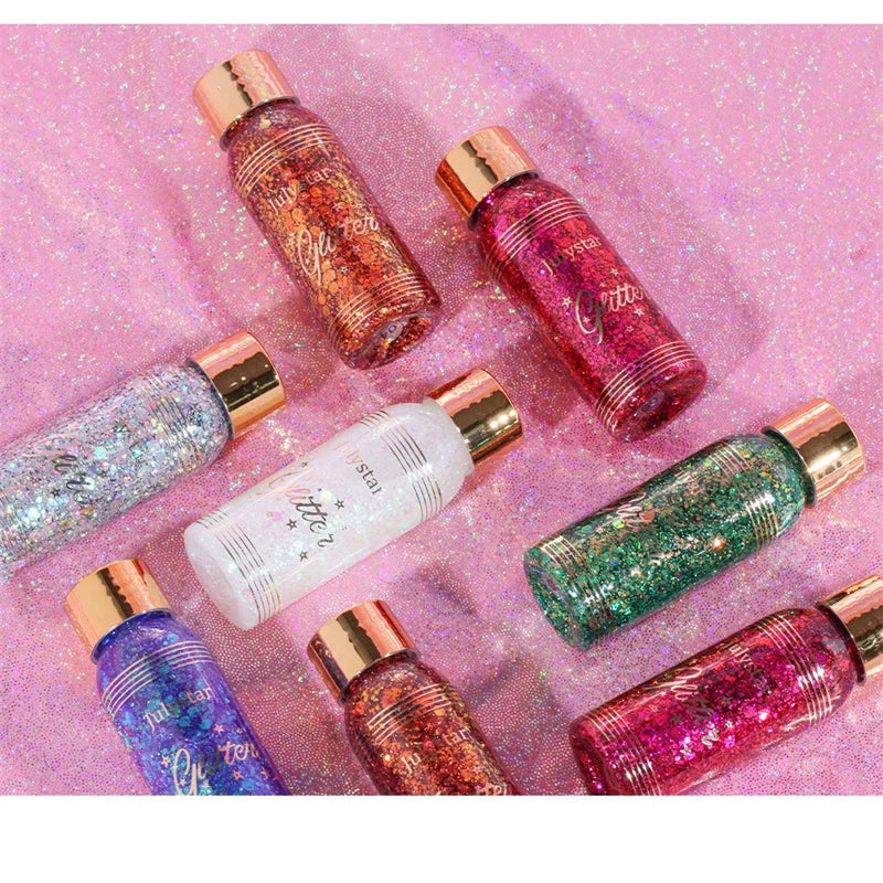 With Smear Spoon Multifunctional Eye Glitter Nail Hair Body Face Glitter Gel Art Flash Loose Sequins Cream Festival Glitter Deco