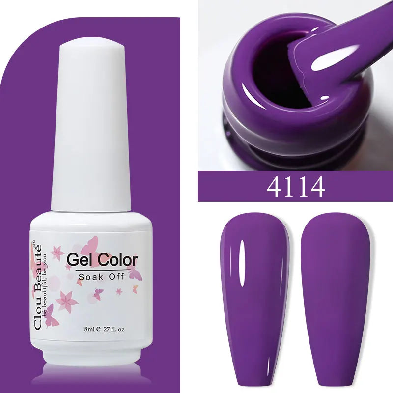 Clou Beaute 8ml Gel Polish Colorful Glitter UV Nail Gel Vernis Semi Permanent Glass Bottle Blue Green White Soak Off Gel Nail