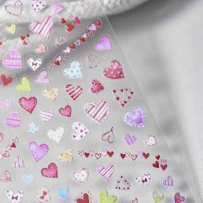 Cat's Eye 5D Gradient European Love Heart Gem Wing Crystal Geometric Colorful Self Adhesive Nail Art Stickers Manicure Decals