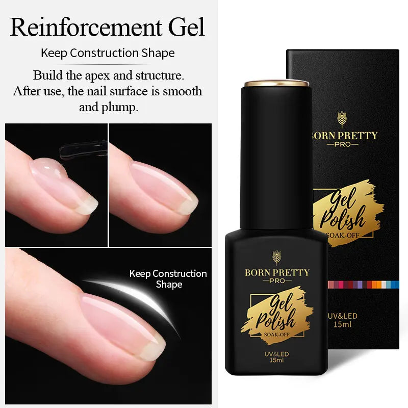 BORN PRETTY 15ML Milky Pink Rubber Base Gel Camouflage Color Coat Jelly White Nude Soak Off Nails Gels Varnish Self-leveling Gel