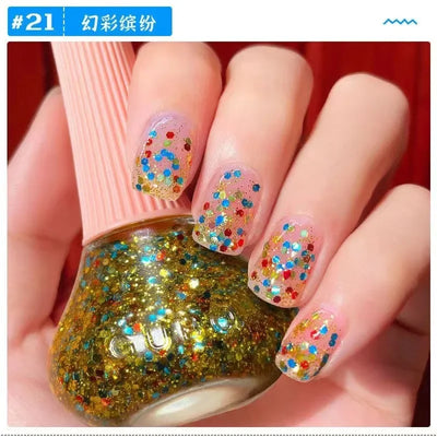 45 Colors Nail Polish Oil-based Nails Polish No-bake Quick Dry Non-tear Small Glitter Nail Gel Transparent Red Nail Art