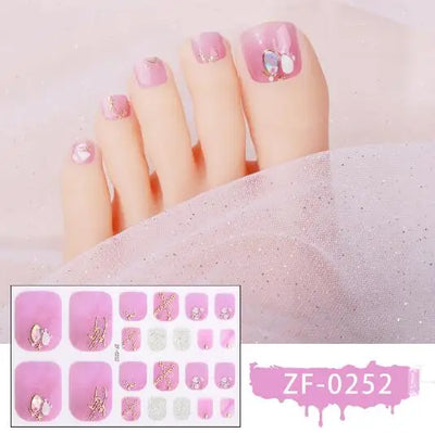 New Toe Nail Stickers Press On Full Cover Foot Nail Wraps Summer Holiday Butterfly Love Dimonds Finished Toenail Patch Tips Art