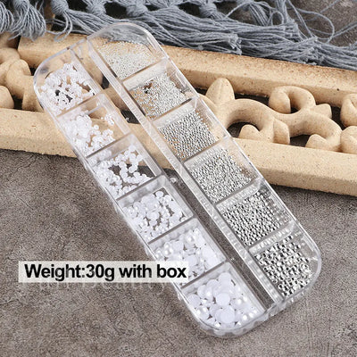 White Pearls Nail Art Rhinestones Half Round Bead Mixed Size Half Round Flatback Pearls For DIY Decoration Nail Bead Stones