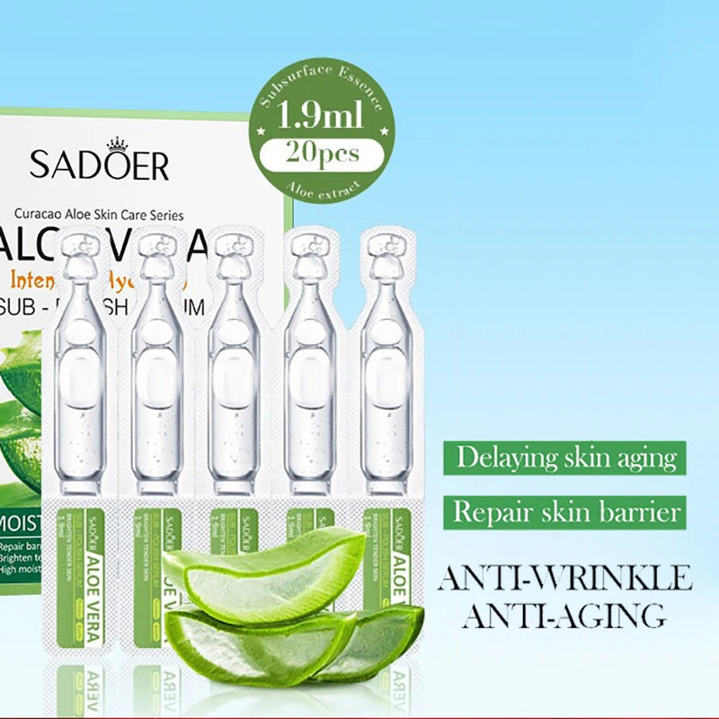 SADOER Aloe Vera Anti Aging Face Serum Moisturizing Brightening Firming Hydrating Facial Essence Beauty Face Skin Care Products