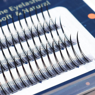 GLAMLASH A/M Natural Cluster Fishtail Type Dovetail Eyelash Extension Premade Volume False Grafted Thick Spikes Lash Soft Makeup