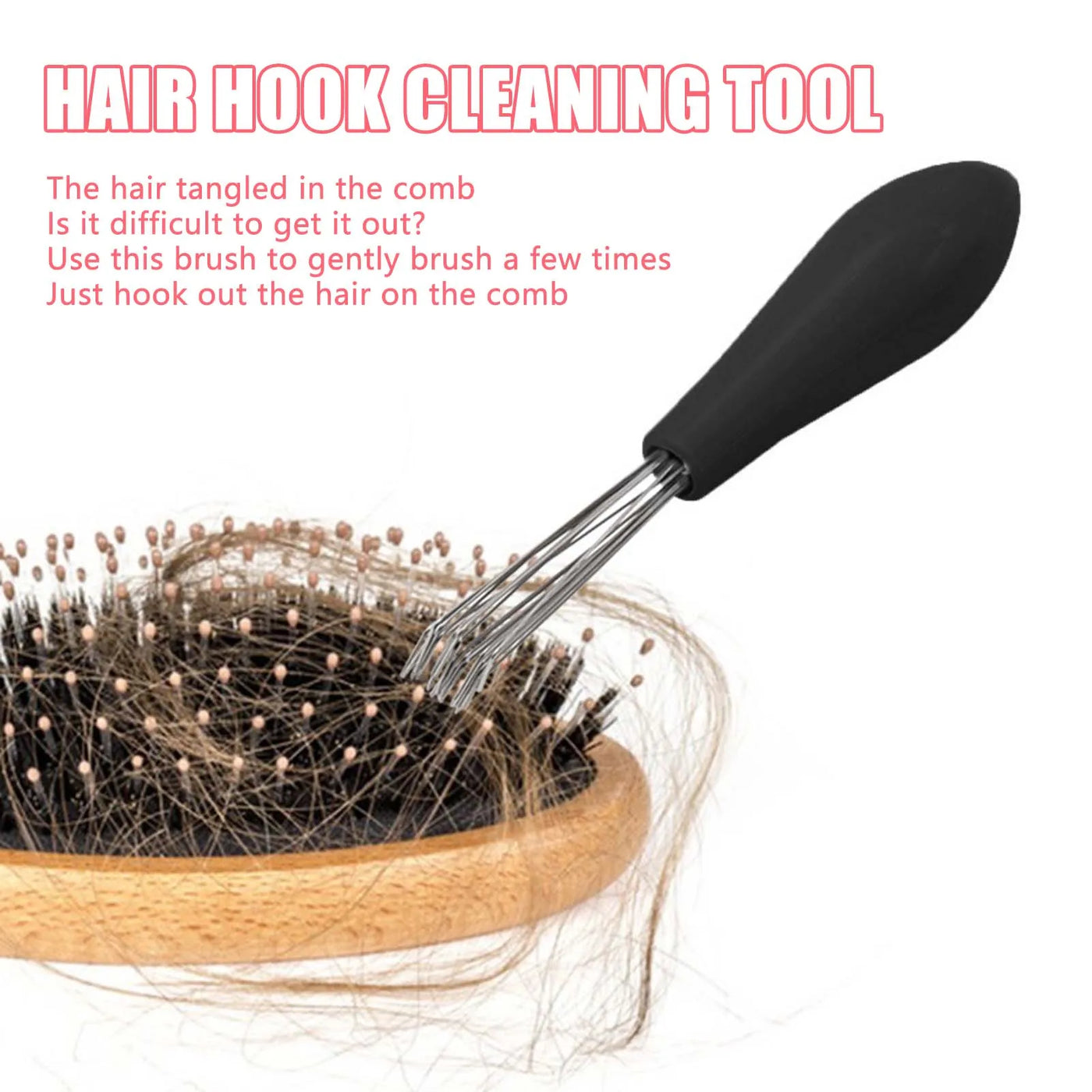 Hairbrush Cleaning Rake Metal Wire Rake Remove Comb Embedded Tools for Removing Hair Dust