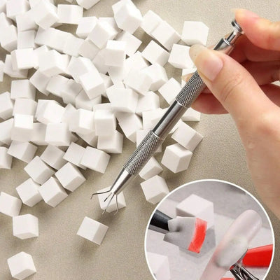 Mini Square Nail Art Sponge 4 Claws Metal Grabber Pen Nail Sponge Manicure Tools Gradient Brush Glitter Powder Dotting Pen