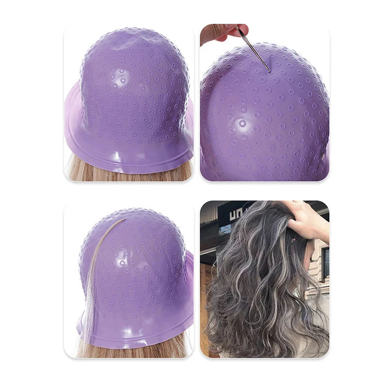 Hair Coloring Highlighting Cap Reusable Silicone Highlight Cap Pull Through Caps For Hair Dying Frosting Cap With Hook