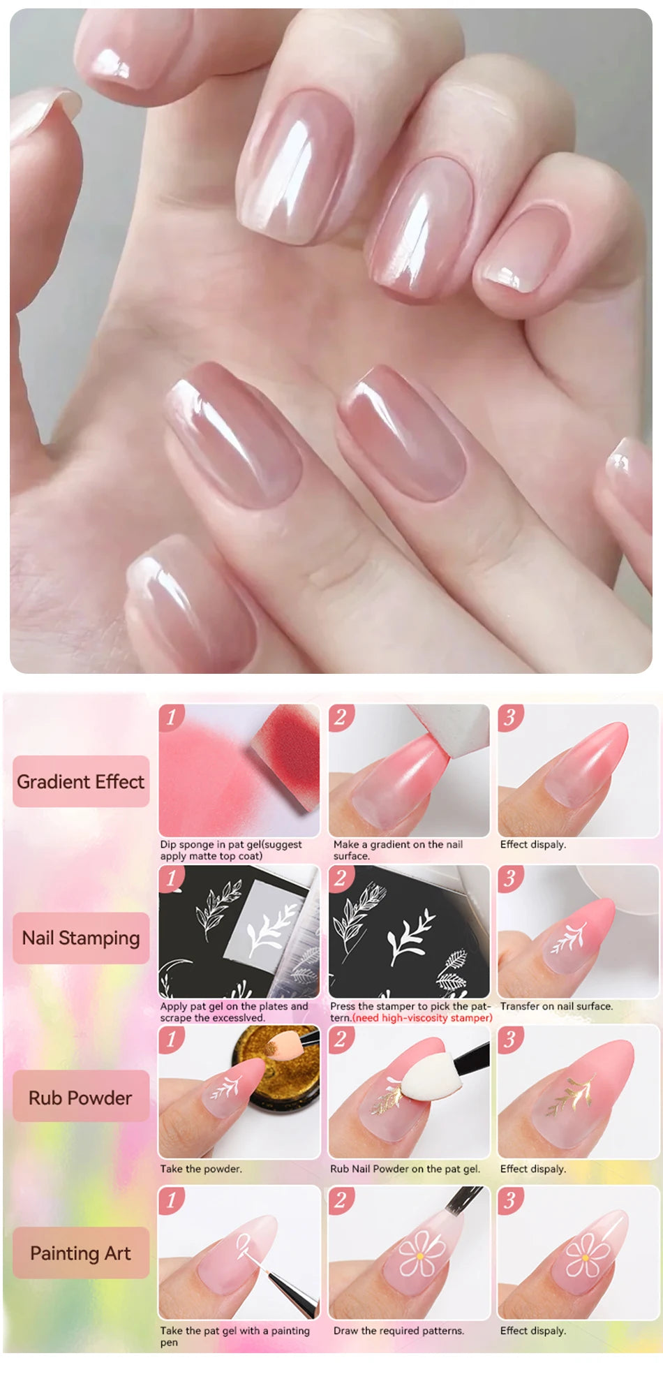 UR SUGAR 9 Colors 4 In 1 Pat Painting Gel Y2K Gradient Blush Color Semi Permanent Soak Off UV&LED Gel Nail Art Creation Salon DI