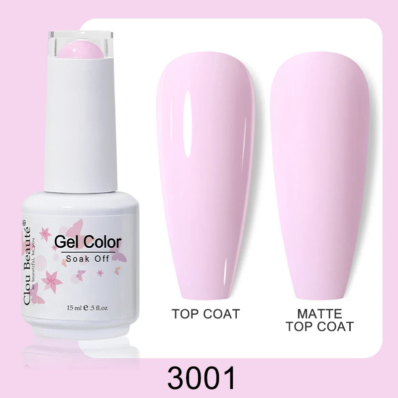 Clou Beaute Nail Gel Polish Kit 15ml Soak Off UVLED Nails Varnish Semi Permanent Nail Art Gels Lacquer Top Base Coat Gel Lacquer