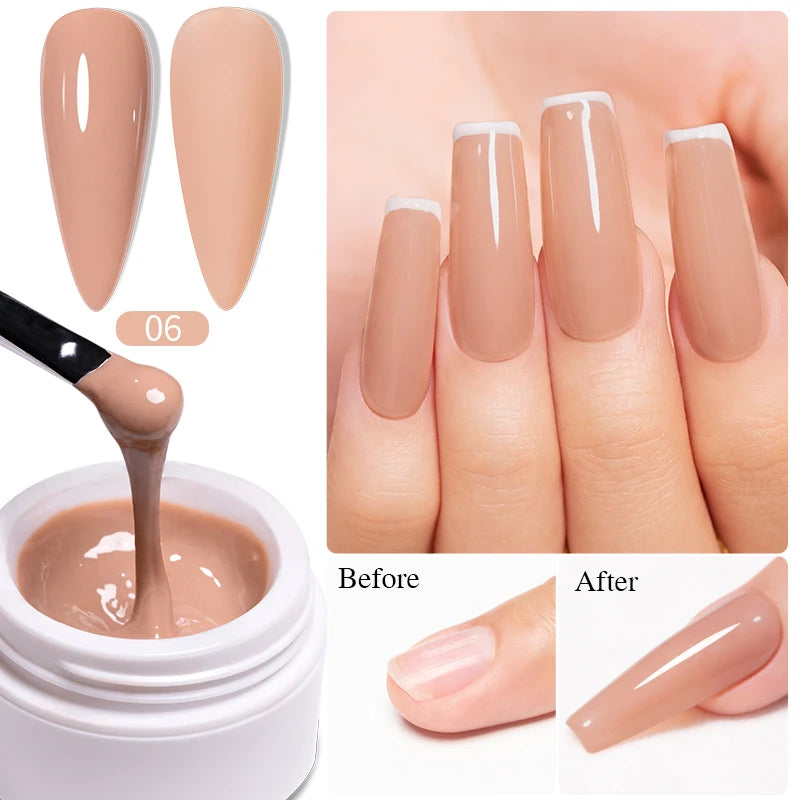 30g Dopamine Sequin Flexible 3D Gel Non Stick Hand Solid Extension Nail Gel Nude Pink White Extension Gel Rhinestone Glue Gel