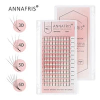 ANNAFRIS 8-25mm Mixed Length Individual Mink Eyelash Extension Supplies Natural Matte Black Soft Russian Volume Lashes Maquiagem