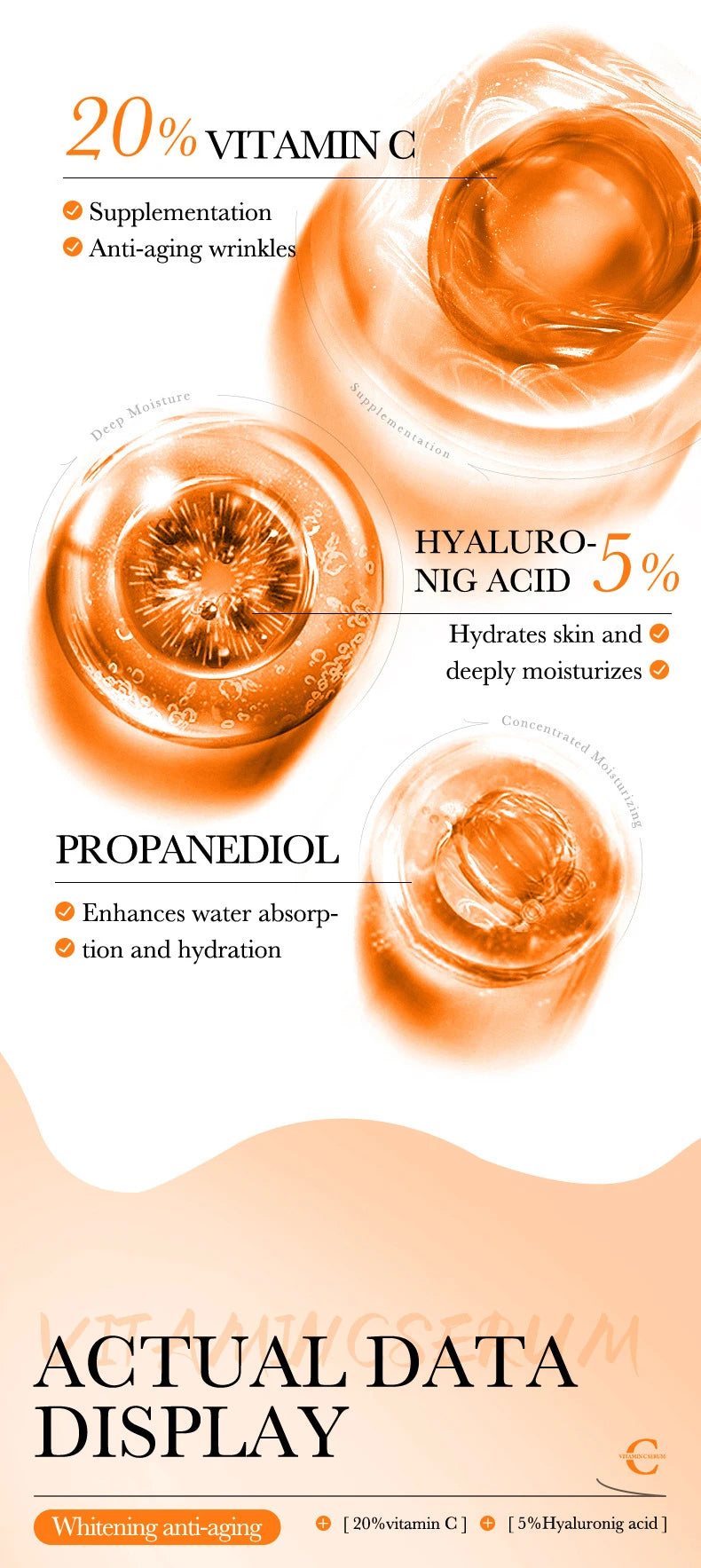 BIOAQUA Vitamin C Retinol Hyaluronic Acid Serum Moisturizing Brightening Hydrating Firming Facial Essence Beauty Face Skin Care