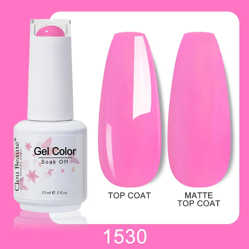 Clou Beaute Nail Gel Polish Kit 15ml Soak Off UVLED Nails Varnish Semi Permanent Nail Art Gels Lacquer Top Base Coat Gel Lacquer