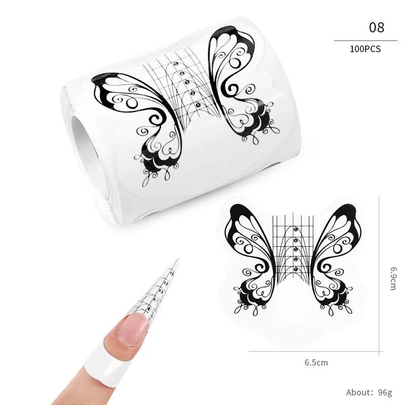 100pcs Nail Extension Guide Stickers French Nails Form Shaper Beginner DIY Acrylic/UV Gel/Poly Acrylic Gel Manicure Extension&*&