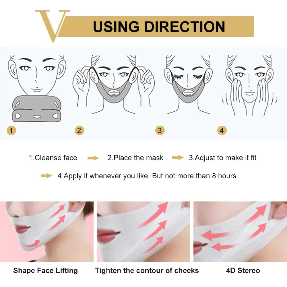 1/6/10pcs Lifting Facial Mask Face V Shape Hydrogel Thin Face-Lifting Slimming Mask Reduce Double Chin Face Massage