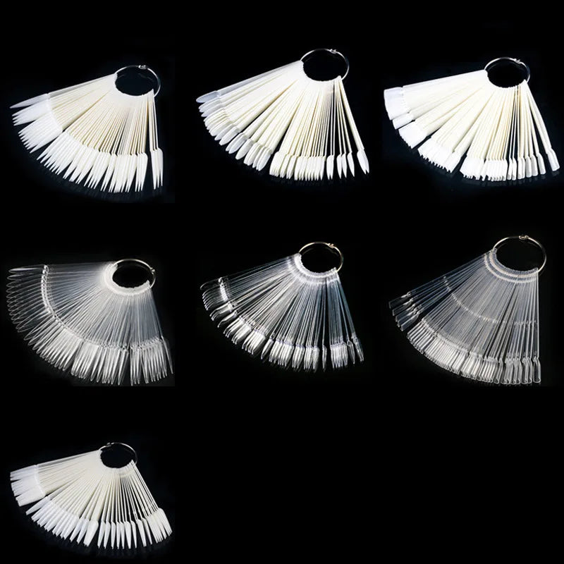 50Pcs/Set Nail Tips Colors Display Tools color plate practice nail plate fan-shaped Manicure Tools