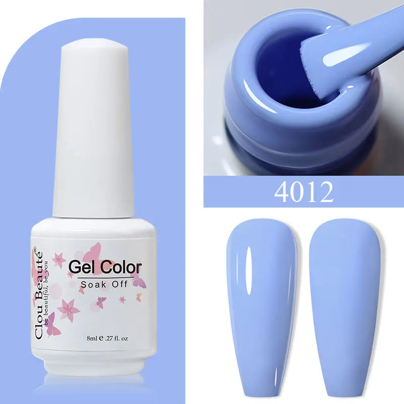 Clou Beaute 8ml Gel Polish Colorful Glitter UV Nail Gel Vernis Semi Permanent Glass Bottle Blue Green White Soak Off Gel Nail