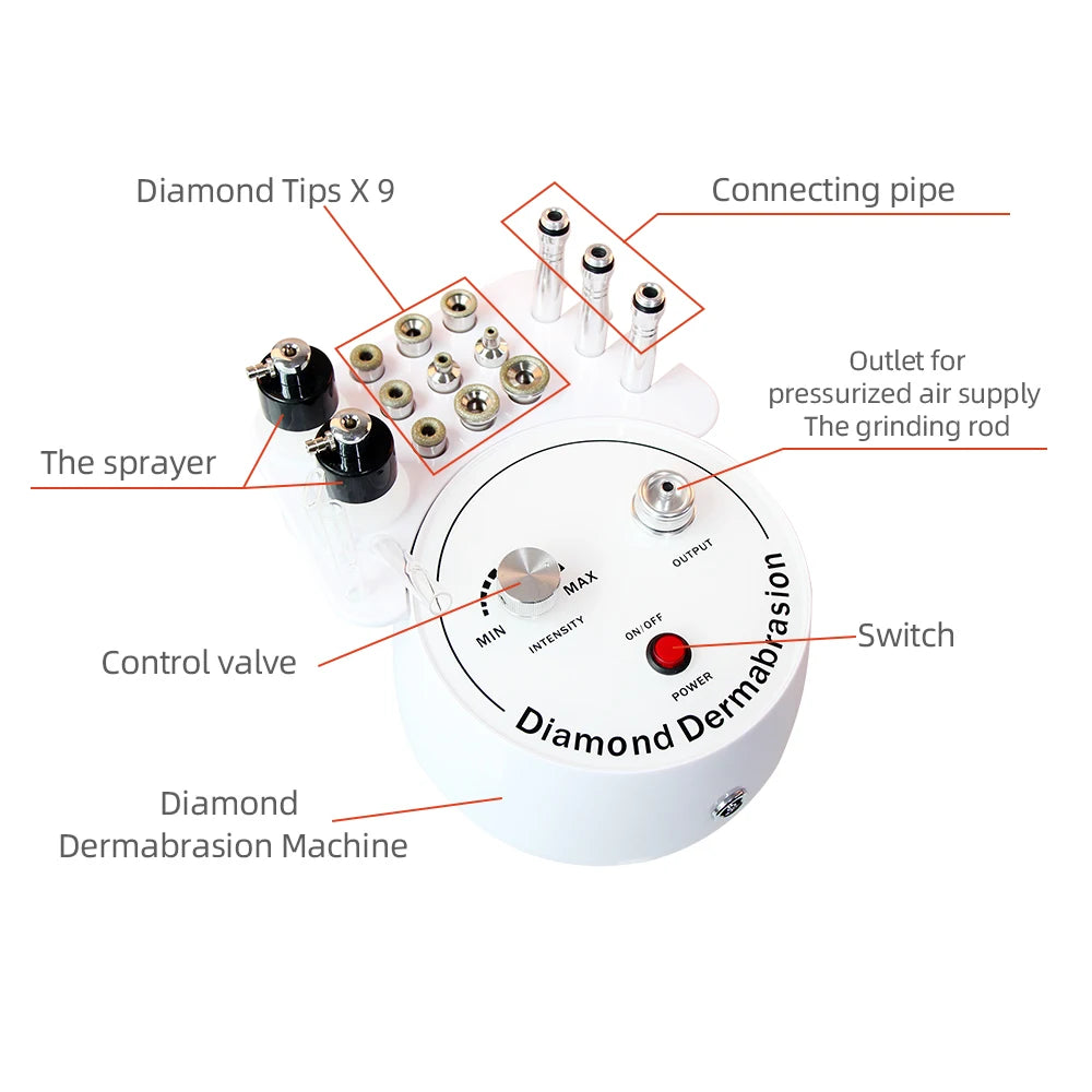AOKO 3 in 1 Diamond Microdermabrasion Beauty Machine Vacuum Suction Tool Water Spray Facial Moisten Face Exfoliate Skin Peeling
