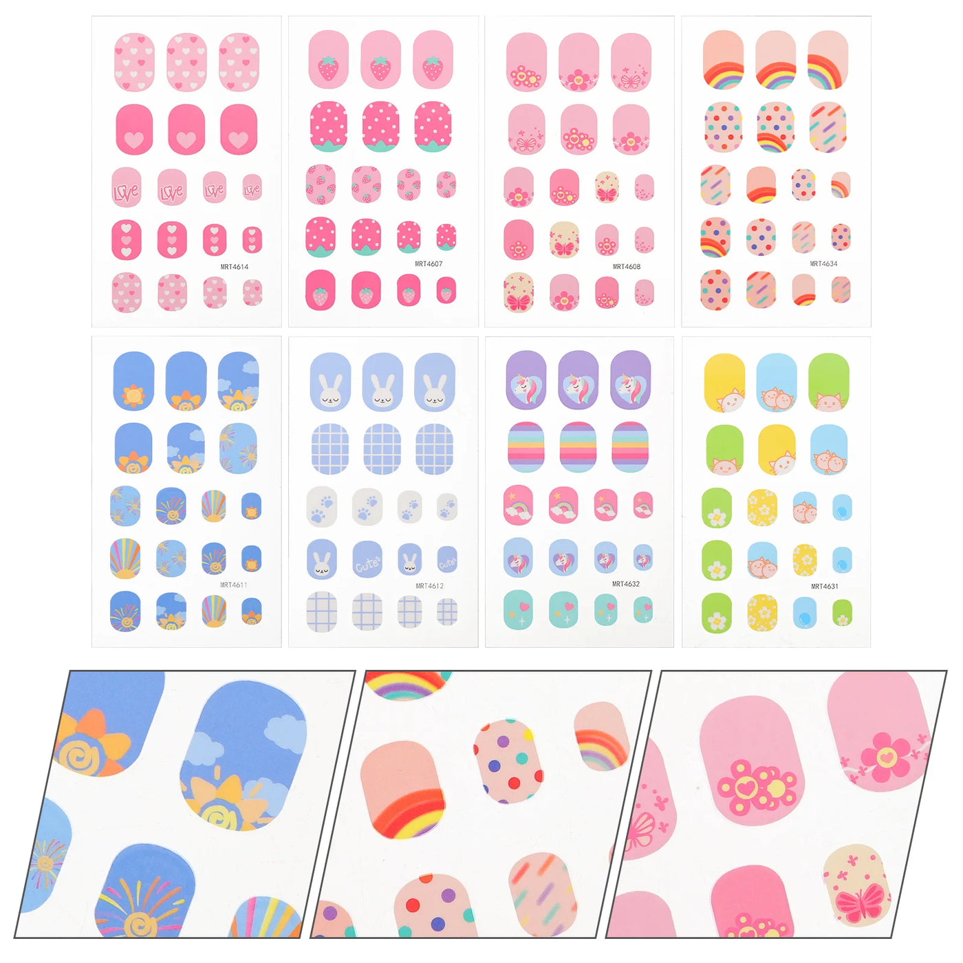 Children Nail Sticker Cartoon Nail Stickers False Waterproof Cute Kids Nail Decal For Girls Nail Salon Home Nails Supply