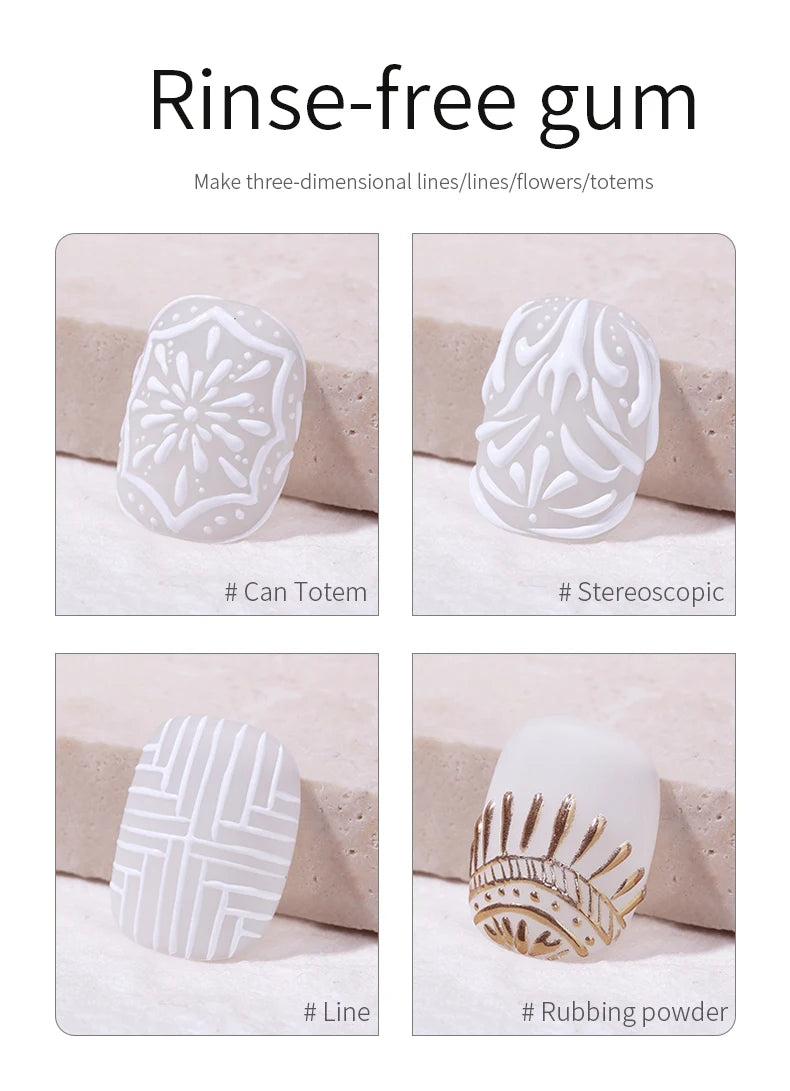 5ml Painted Embossed Gel Nail Polish 3D Black White Nail Art Plaster Gypsum Drawing Painting Carving Gel Salon DIY Manicure Tool