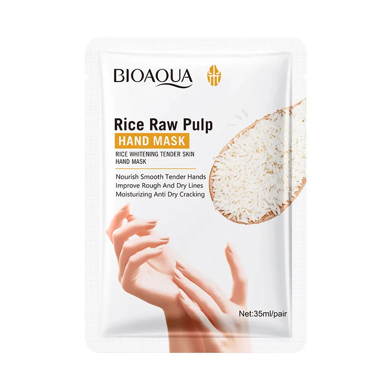 BIOAQUA Whte Rice Hand Mask Moisturizing Whitening Nourishing Anti-aging Hydrating Hand Gloves for Hands Skin Care Products