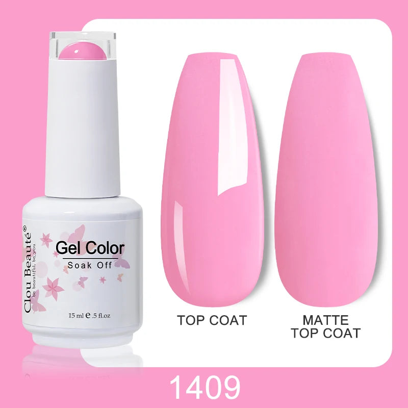 Clou Beaute Nail Gel Polish Kit 15ml Soak Off UVLED Nails Varnish Semi Permanent Nail Art Gels Lacquer Top Base Coat Gel Lacquer