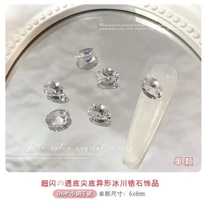 10-20PCS Super Sparkle Clear Translucent Zircon Nake Pointed Diamonds Nail Art Rhinestones Decorations Manicure Ornaments