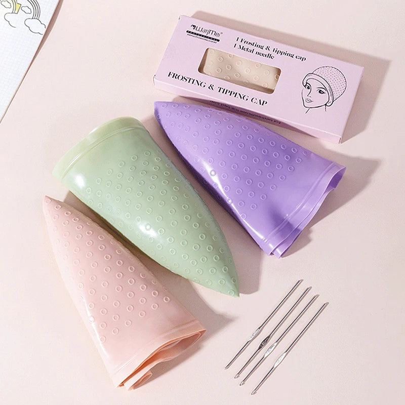 Hair Coloring Highlighting Cap Reusable Silicone Highlight Cap Pull Through Caps For Hair Dying Frosting Cap With Hook