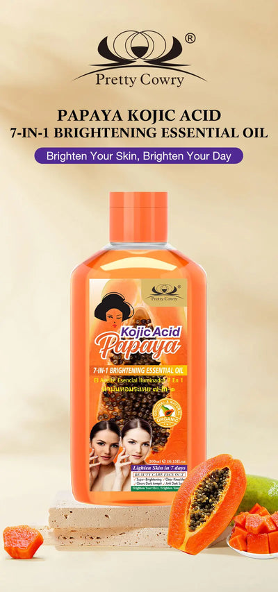 Papaya Kojic Acid Body Oil Deeply nourishes skin moisturizes fades dark spots evens tone absorbs fast enhances natural glow