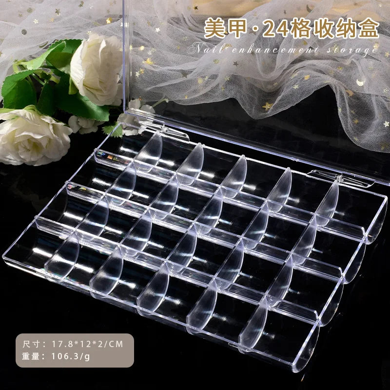 6/12/24grids Empty Clear Plastic Organizer Box Plastic Box Y2K Nail Art Rhnestone Storage /Container Tool For Nail Glitter R