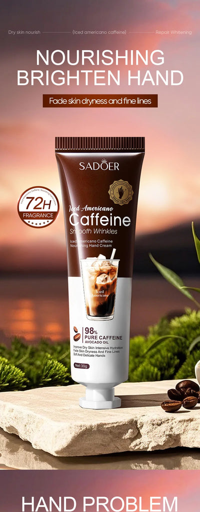 SADOER Caffeine Hand Cream Moisturizing Anti Wrinkles Nourishing Whitening Hydrating Hands Creams Skin Care Products