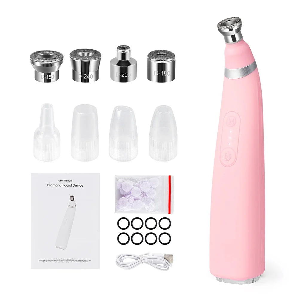Foreverlily Portable Diamond Peeling Machine Microdermabrasion Facial Cleaning Device Exfoliation Vacuum Blackhead Remover