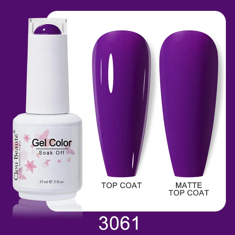 Clou Beaute Nail Gel Polish Kit 15ml Soak Off UVLED Nails Varnish Semi Permanent Nail Art Gels Lacquer Top Base Coat Gel Lacquer