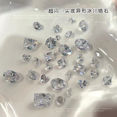10-20PCS Super Sparkle Clear Translucent Zircon Nake Pointed Diamonds Nail Art Rhinestones Decorations Manicure Ornaments