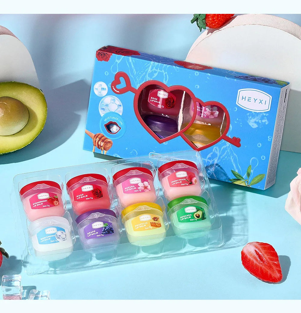 24pcs Fruit Flavored Lip Balm Set Natural Moisturizing Hydrating Non-sticky Winter Anti-Cracked Lip Balm Lips Skin Care