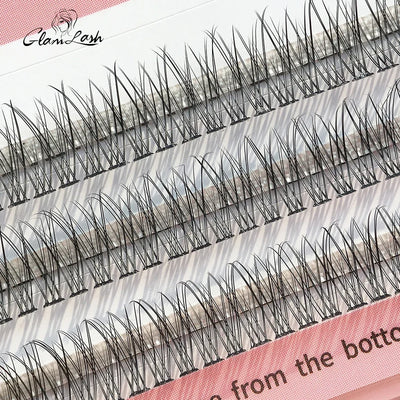 GLAMLASH A/M Natural Cluster Fishtail Type Dovetail Eyelash Extension Premade Volume False Grafted Thick Spikes Lash Soft Makeup