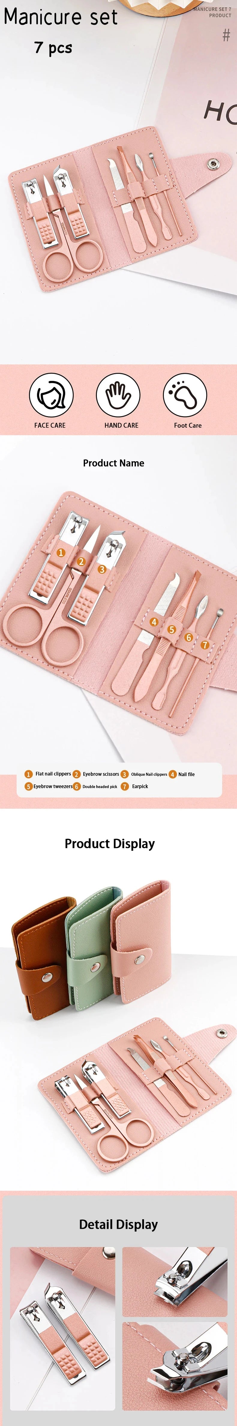 7-piece Nail Clipper Set Complete Set Of Household Nail Clippers Manicure And Beauty Tools Portable Nail Clipper Set