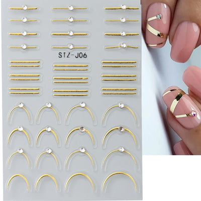 White 5D Pearl Lace Wave Lines Nail Art Stickers Elegant Exquisite Nail Decoration Decals Self Adhesive Transfer Slider Manicure