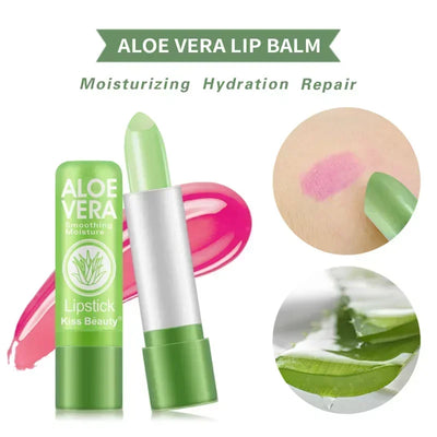 Temperature Change Aloe Vera Lip Balm Natural Lasting Moisturizing Anti-drying Lipstick Refreshing Non-sticky Lips Care Cosmetic