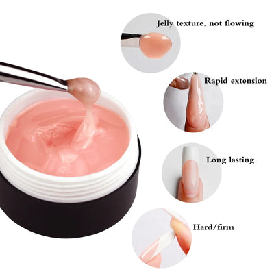 CHUNSHU Solid Jelly Extension Nail Gel Polish 15g Poly Builder Construction Gel For Nails Extend Semi Permanent UV White Varnish