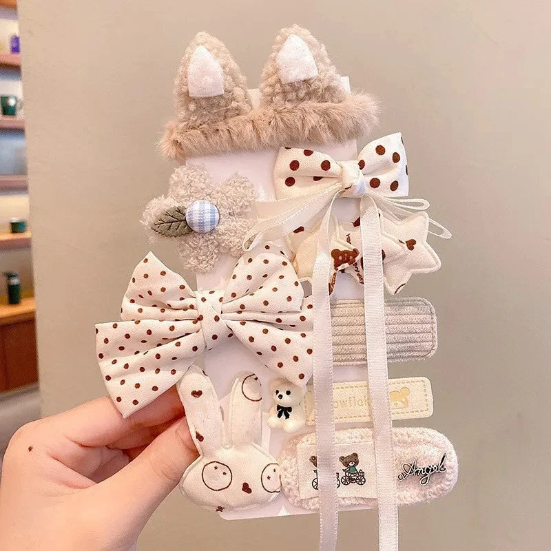 Coffee Warm Cute Hair Pins Children Girls Kid Hair Clips Barrettes Cartoon Princess Accessories Hair Clip Headwear Styling Tools