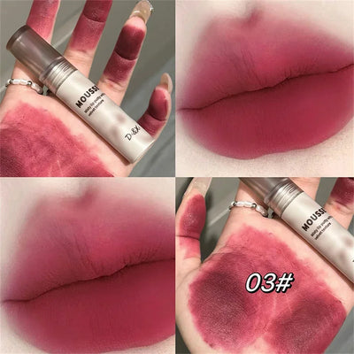 Gothic Matte Black Lipstick Waterproof Mousse Lip Mud Nude Brown Lipstick Moisturize Silky Gloss Makeup Non-stick Lips Tint