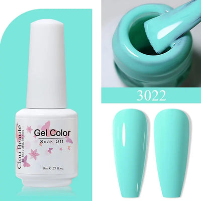 Clou Beaute 8ml Gel Polish Colorful Glitter UV Nail Gel Vernis Semi Permanent Glass Bottle Blue Green White Soak Off Gel Nail