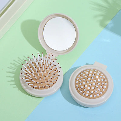 Traveling Small Size Hair Comb With Folding Mirror Portable Massage Folding Comb Women Girl Hair Brush With Mirror Styling Tools