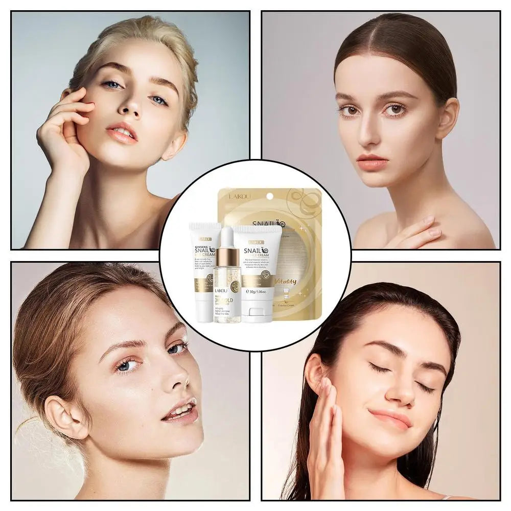 1set Snail Serum Essence Anti-aging Women Firming Tightening Repairing Cream Moisturizing Eye Cream Face Serum Skin Care Set