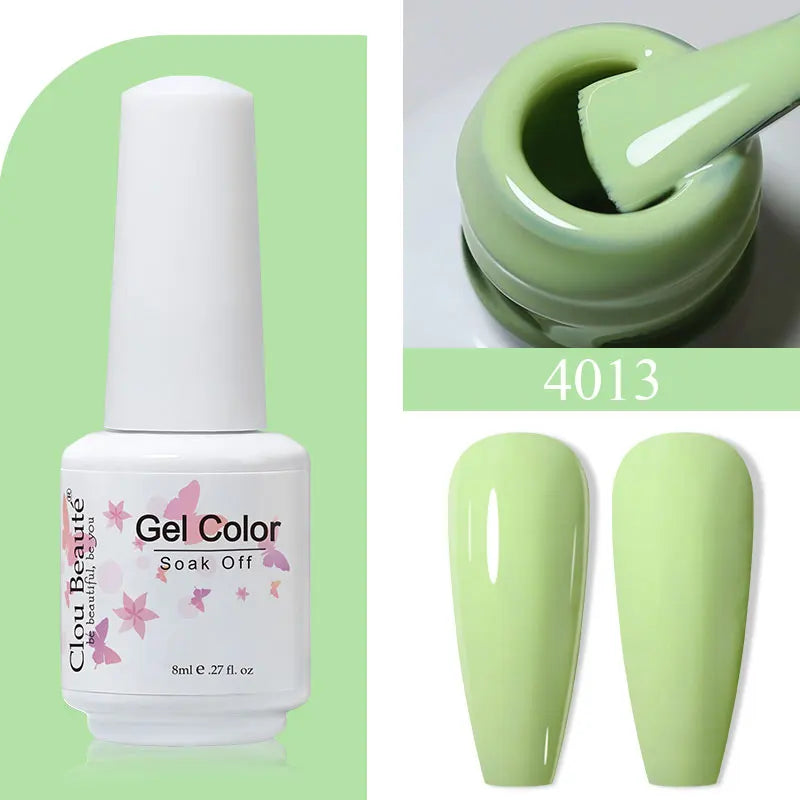 Clou Beaute 8ml Gel Polish Colorful Glitter UV Nail Gel Vernis Semi Permanent Glass Bottle Blue Green White Soak Off Gel Nail